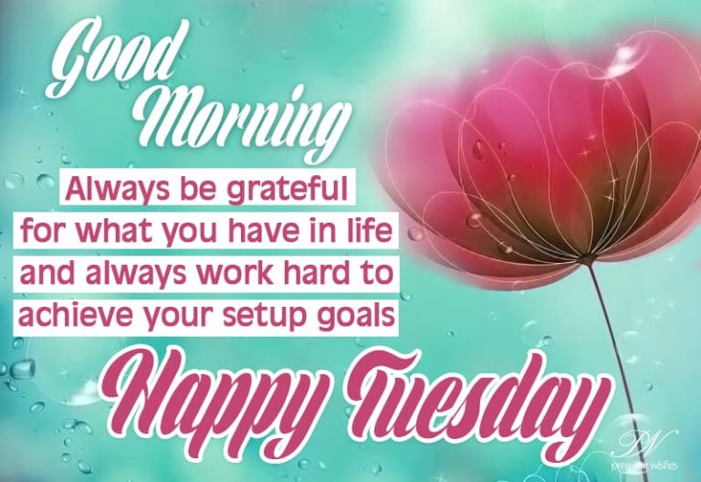 Good Morning – Always be grateful for what you have in life and always work hard to achieve setup your goals – Happy Tuesday