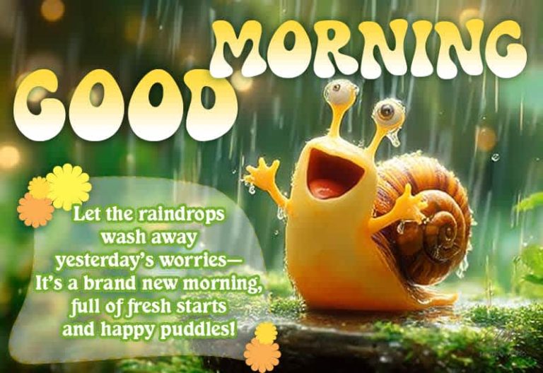 Good Morning – Let the raindrops wash away yesterday’s worries – It’s a brand new morning, full of fresh starts and happy puddles